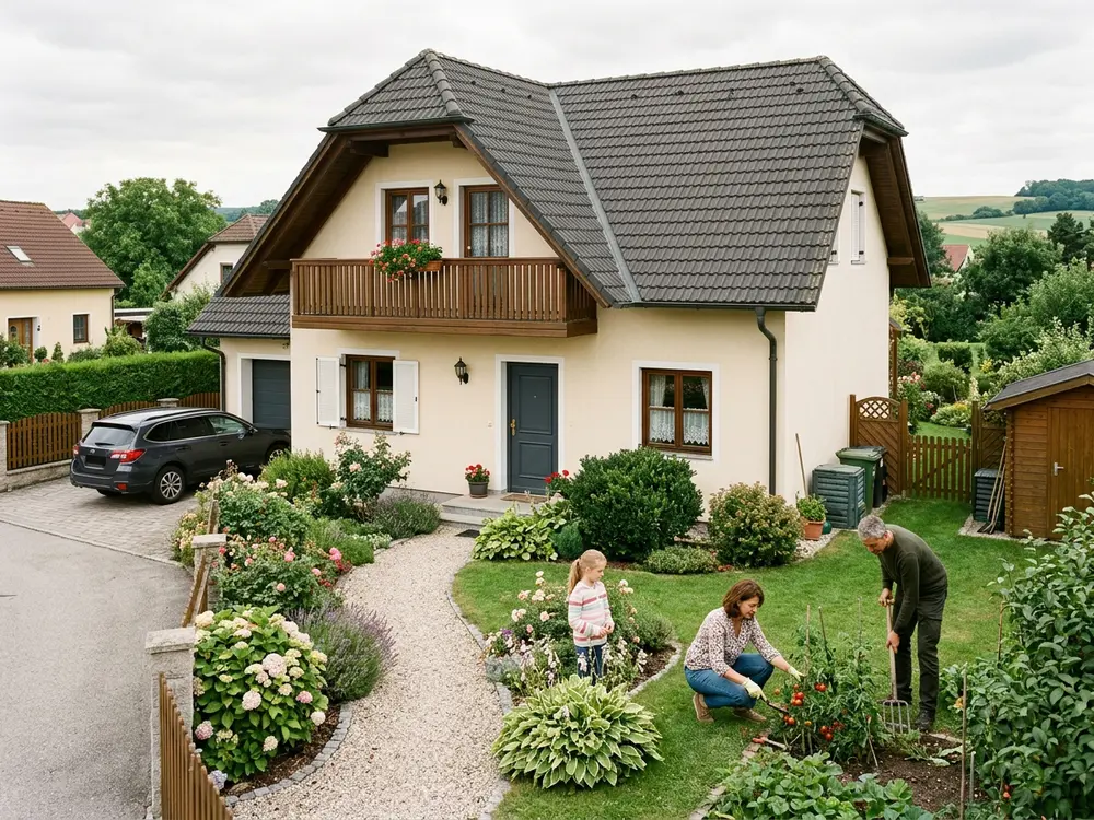 Gepflegtes Einfamilienhaus mit Garten und Ziegeldach in einem niederösterreichischen Dorf